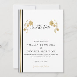 Reserva La Fecha Flores Y Rayas De Oro