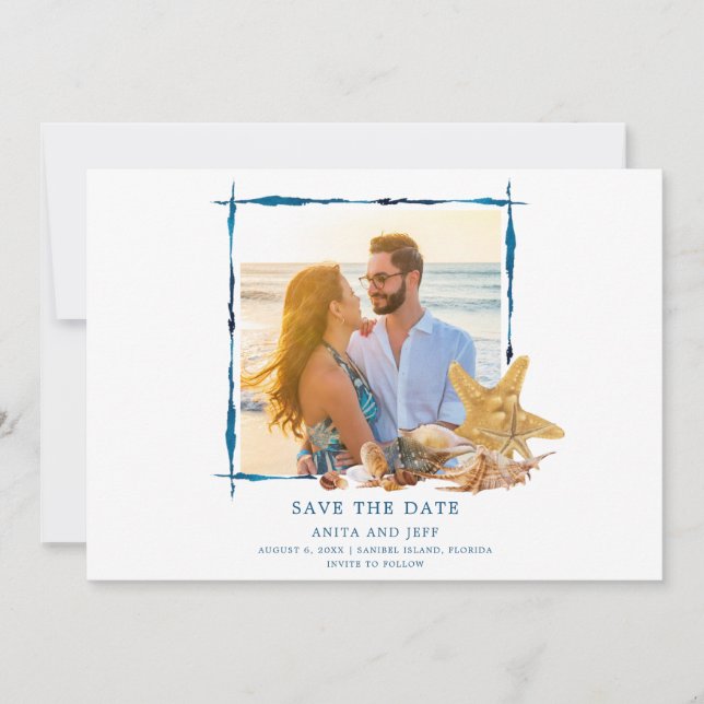 Reserva La Fecha Florida Beach Wedding Photo Save the Date (Anverso)