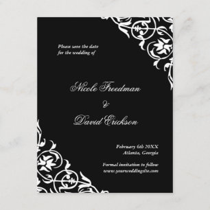 Reserva La Fecha Flourish elegante boda de desplazamiento negro sal
