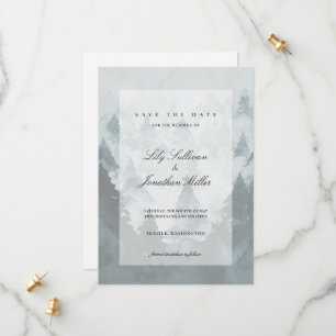 Reserva La Fecha Foggy Mountains Sheer Overlay Ethereal Lux Boda