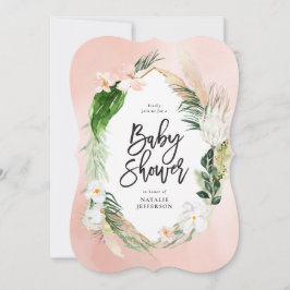 Reserva La Fecha Foliedad floral dorada tropical geométrica rosa gi