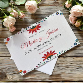 Reserva La Fecha Folk Art Floral Botanical Fiesta Spanish Wedding