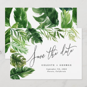 Reserva La Fecha Follaje floral de acuarela tropical para guardar l