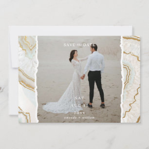 Reserva La Fecha Fondo de Agata Cuarzo Foto Boda 