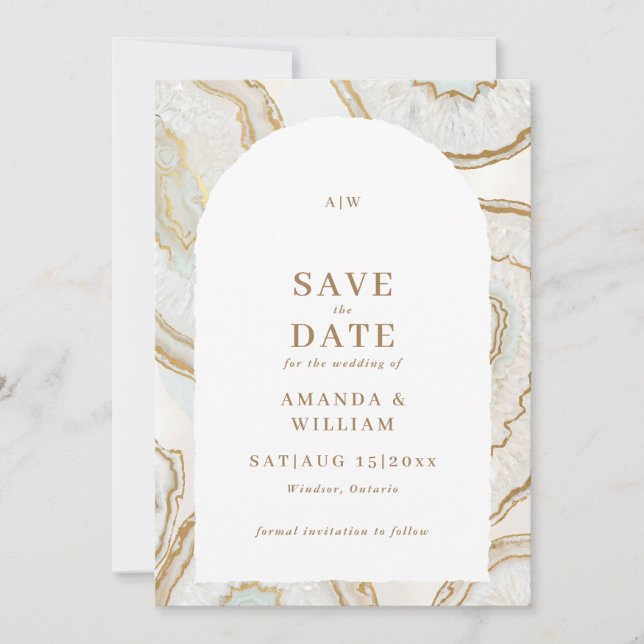Reserva La Fecha Fondo de Agata Cuarzo Foto Boda  (Anverso)
