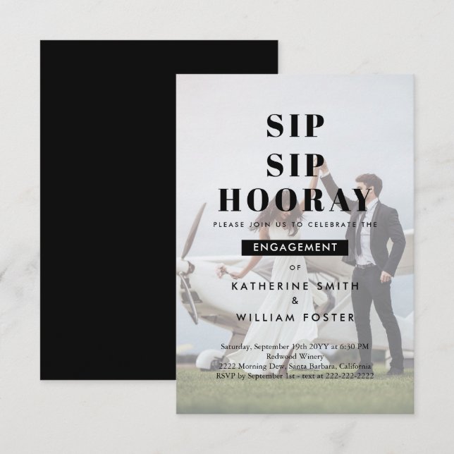 Reserva La Fecha Fondo de foto Sip Sip Hooray para fiesta de compro (Anverso / Reverso)