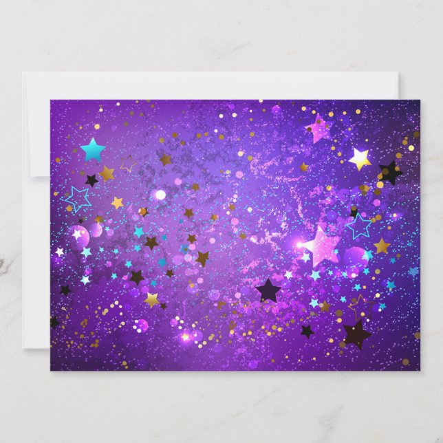 Reserva La Fecha Fondo de Relieve metalizado púrpura con estrellas (Anverso)