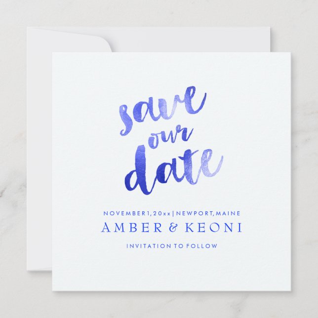 Reserva La Fecha Fondo PixDezines Electric Blue/Save Date/DIY (Anverso)