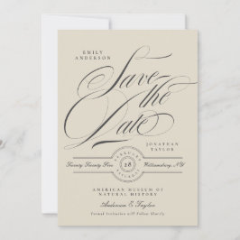 Reserva La Fecha Formal Elegant Calligraphy Black Tie Photo