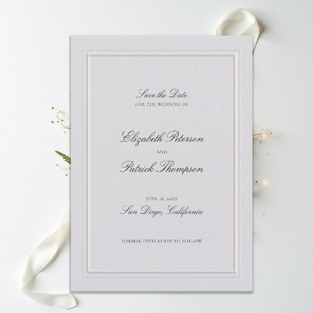 Reserva La Fecha Formal Modern Classic Elevated Frame Ivory Wedding (modern classic wedding invitation double frame elevated ivory formal traditional calligraphy )