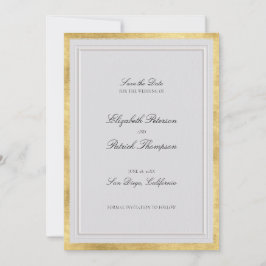 Reserva La Fecha Formal Modern Classic Elevated Gold Ivory Wedding