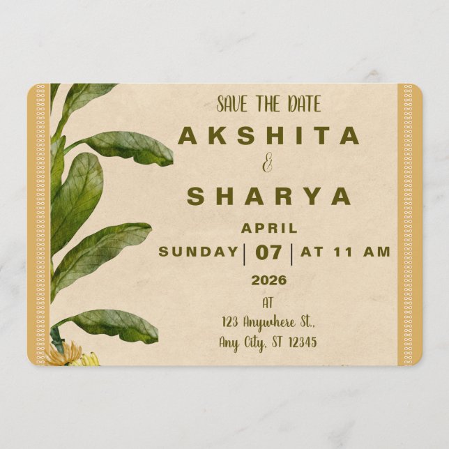 Reserva La Fecha Formal Traditional Wedding Save the Date  (Anverso)