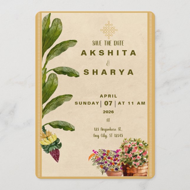 Reserva La Fecha Formal Traditional Wedding Save the Date  (Anverso)