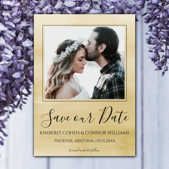 Reserva La Fecha Foto acuarela Guardar la fecha | Amarillo (Yellow Watercolor Photo Save the Date)