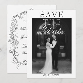 Reserva La Fecha Foto antigua en blanco y negro Boda con dinero ant