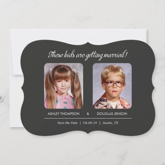 Reserva La Fecha Foto antigua Guardar el abrigo de fechas cortar (Anverso)