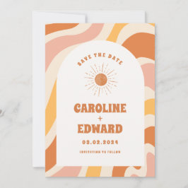 Reserva La Fecha Foto Arcoíris Ondulado Groovy Save the Date Código