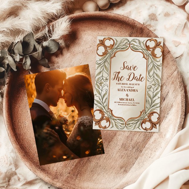 Reserva La Fecha Foto Art Nouveau Elegante Boda Botánico (Subido por el creador)