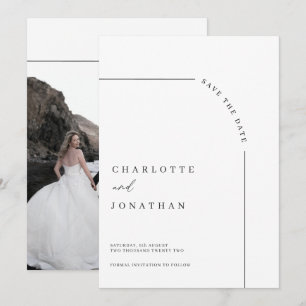 Reserva La Fecha Foto: Boda blanco y negro de arco moderno