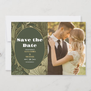 Reserva La Fecha Foto: Boda de Art Nouveau floral vintage