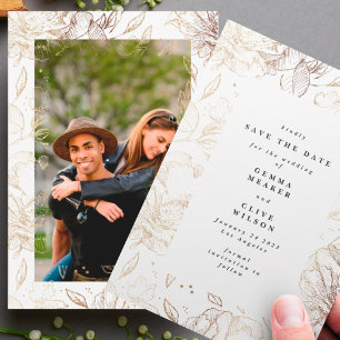 Reserva La Fecha Foto Boda de Florals con mano moderna premium