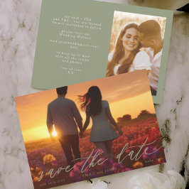 Reserva La Fecha Foto Boda de Modern Sage Green