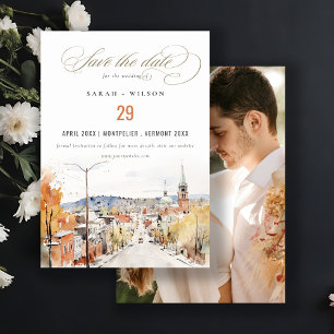 Reserva La Fecha Foto Boda de Montpelier City Scape Vermont