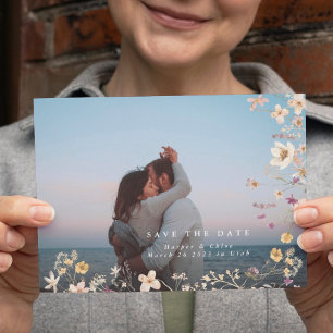 Reserva La Fecha Foto Boda del Boho de Flor Silvestre Primavera Ele