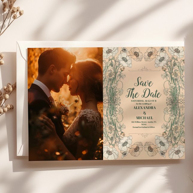 Reserva La Fecha Foto Boda Floral Art Nouveau (Subido por el creador)