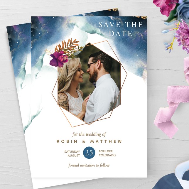 Reserva La Fecha Foto, Boda Geométrica Celestial Mística Jardín (Subido por el creador)