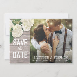 Reserva La Fecha Foto boda Guardar La Fecha Hydrangeas Luz Madera