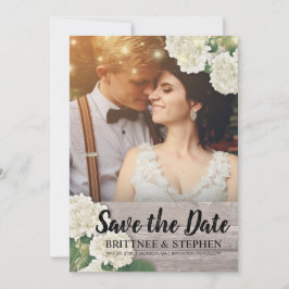 Reserva La Fecha Foto boda Guardar La Fecha Hydrangeas Luz Madera