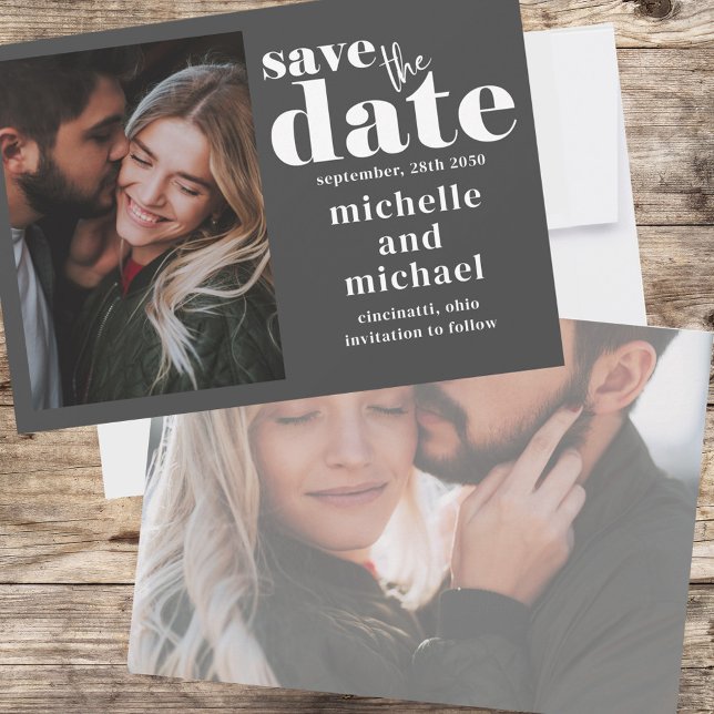 Reserva La Fecha Foto Boda moderna Salven al Personalizado de citas (Double-sided photo wedding save the date card)