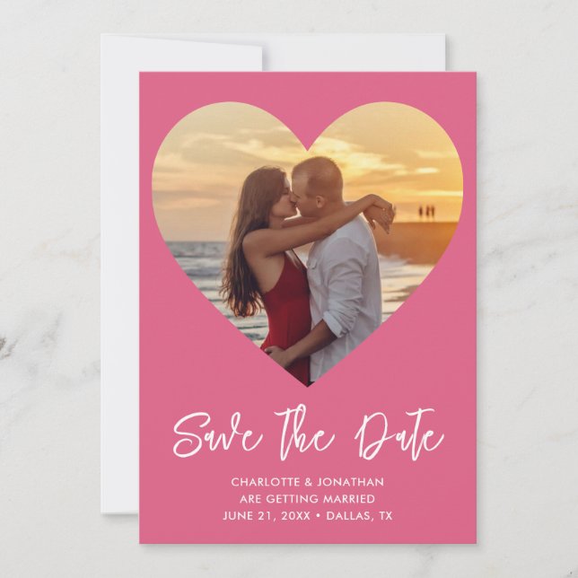 Reserva La Fecha Foto Boda personalizada de corte cardíaco (Anverso)