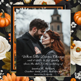 Reserva La Fecha Foto Boda temática de Halloween Floral gótica