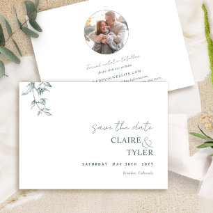 Reserva La Fecha Foto, Boda Verde Elegante y Minimalista
