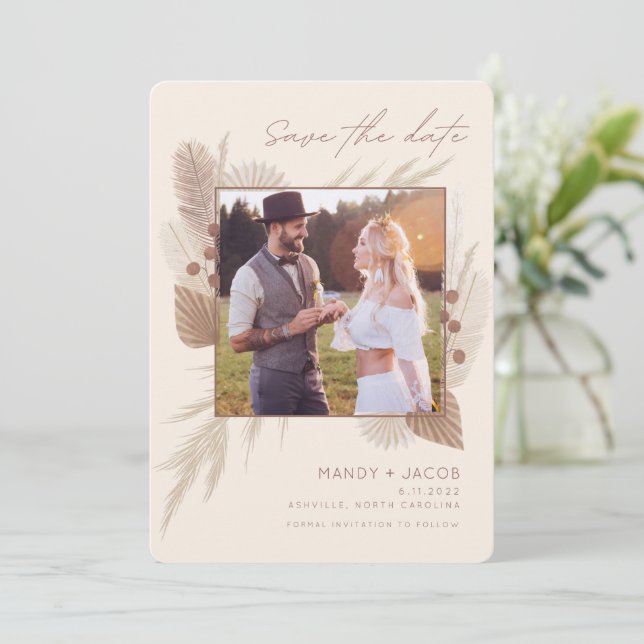 Reserva La Fecha Foto bohemia moderna de pampas Grass (Anverso de pie)