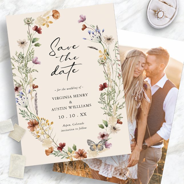 Reserva La Fecha Foto Boho Floral (Photo Boho Floral Save The Date
)