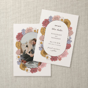 Reserva La Fecha Foto Boho Vintage Floral Fall Garden Wedding