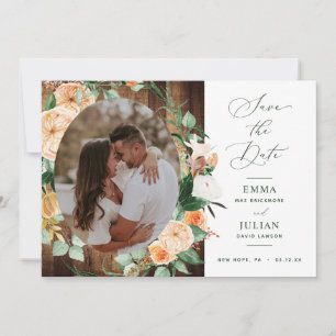 Reserva La Fecha Foto botánica Boho Greenery Rustic Barn Wood