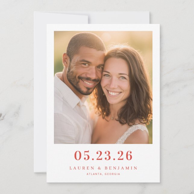 Reserva La Fecha Foto Cálida Romántica (Anverso)
