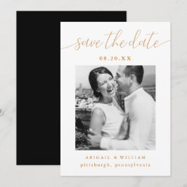 Reserva La Fecha Foto caligráfica moderna Boda blanco y negro