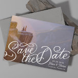 Reserva La Fecha Foto con letras de mano<br><div class="desc">Leer "Save the Date" (Guarda la fecha) con un toque divertido sobre la foto completa de la sangría. personalizar para cambiar las fuentes del texto editable y el motor. Letras de Becky Nimoy</div>