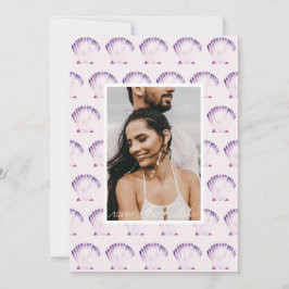 Reserva La Fecha Foto de Acuarela de Concha de Mar Morada & QR