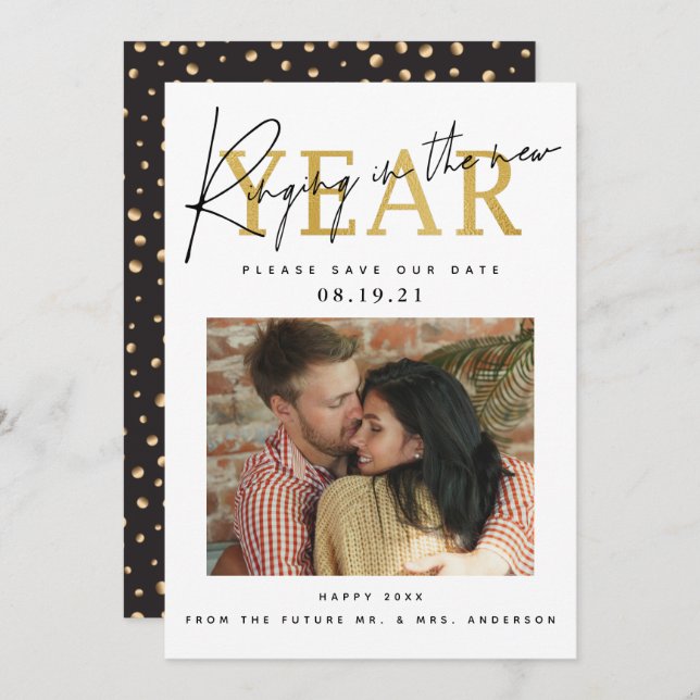 Reserva La Fecha Foto de año nuevo sonando (Anverso / Reverso)