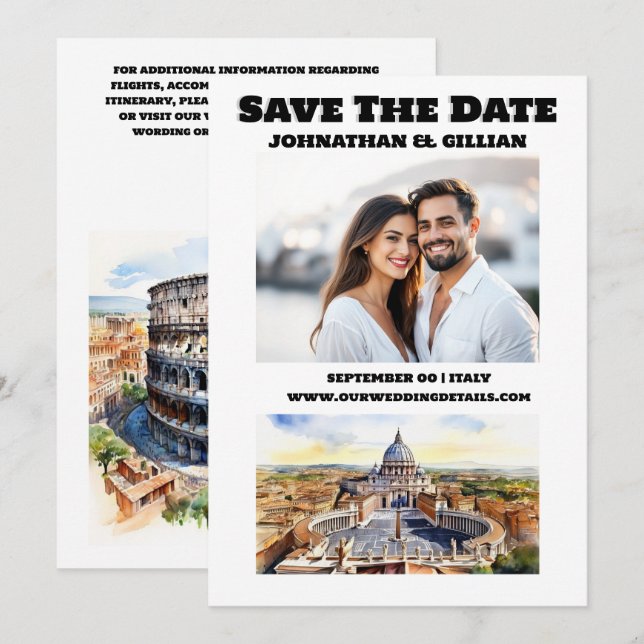 Reserva La Fecha Foto de atracciones acuáticas del boda de Roma (Anverso / Reverso)