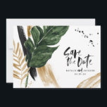 Reserva La Fecha Foto de boda abstracta tropical moderna pintada<br><div class="desc">Tarjeta de aviso de boda abstracta tropical moderna pintada. Parte de una colección de boda moderna.</div>