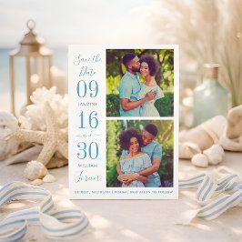 Reserva La Fecha Foto de boda azul polvoriento de elegancia moderna