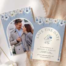 Foto de boda boho de flores silvestres azul polvor