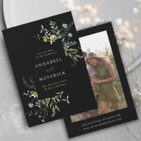 Foto de boda boho delicada flor silvestre negra